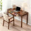 Bureau Mid-Century moderne en bois massif avec tiroirs | Bureau compact pour bureau à domicile avec bords de sécurité arrondis-1230659194