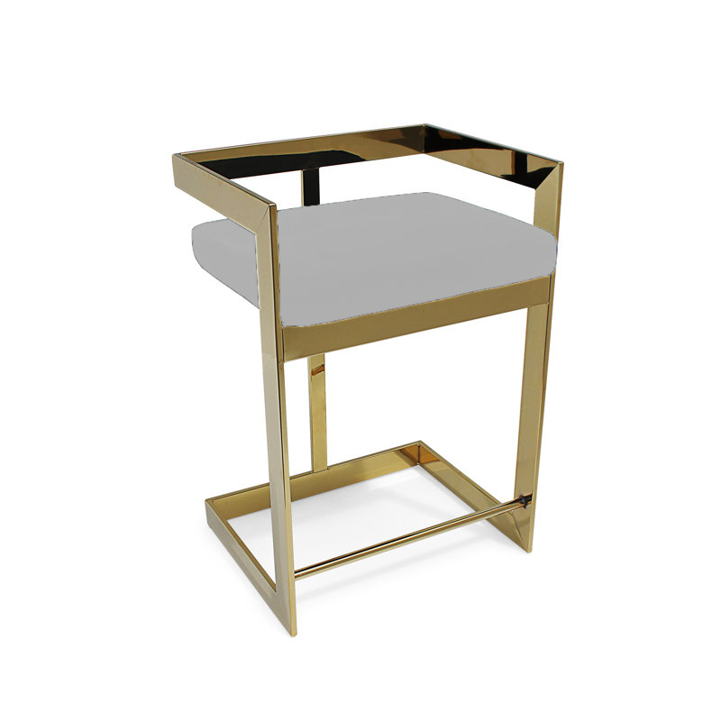 Tabouret Adalinna, Tabouret de bar (siège d'une hauteur de 30 po), Or, Gris