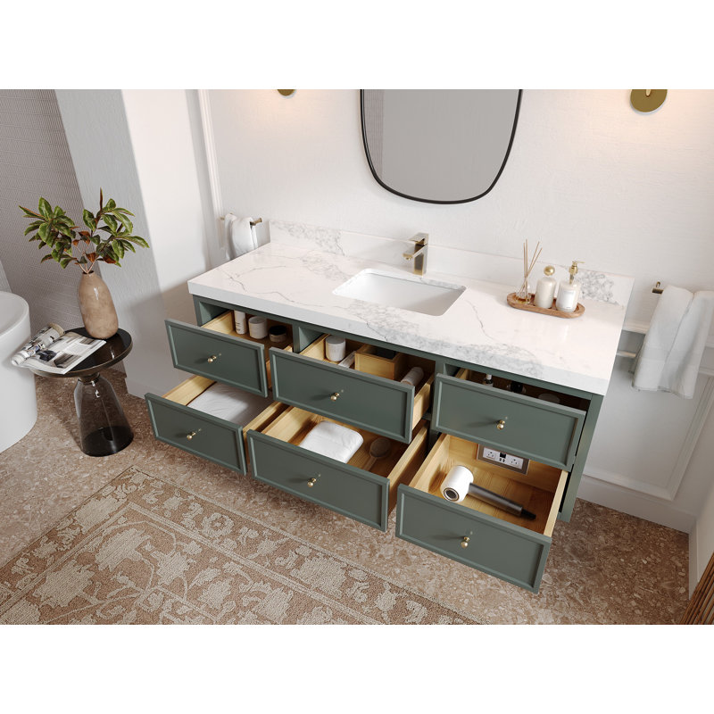 Meuble-lavabo simple 60 po avec plateau en marbre 60 po