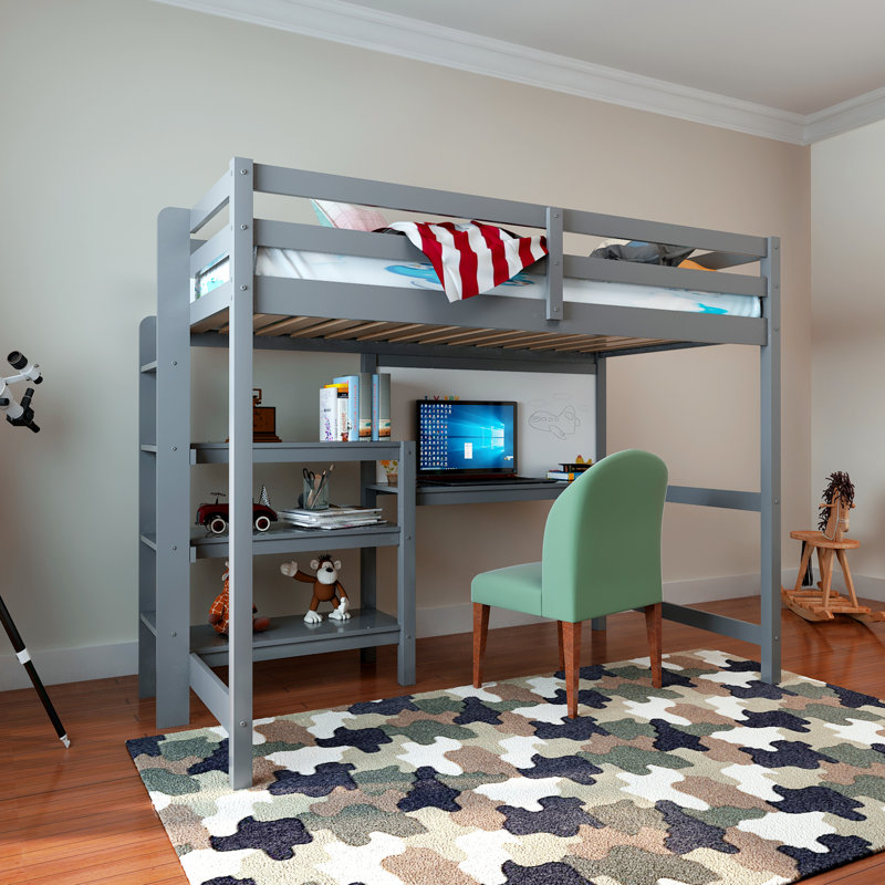 Lit pour enfant Lemond, Gris, Simple