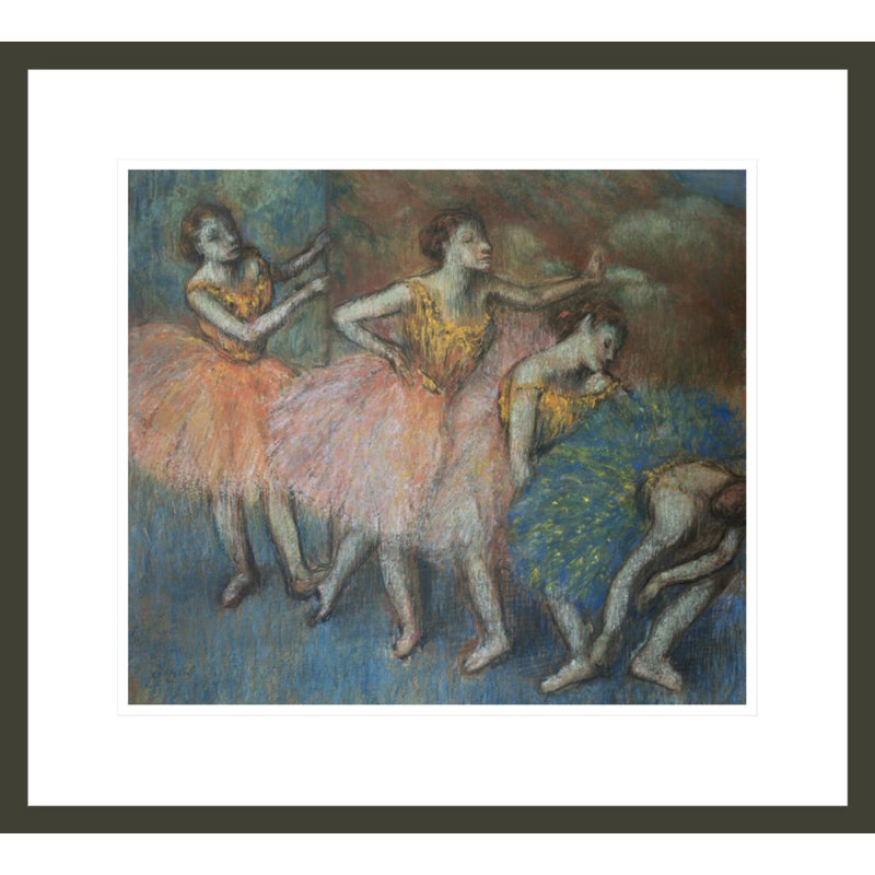 Green and Yellow Dancers by Edgar Degas -Framed Giclee Print, 17.75" H x 19.61" W