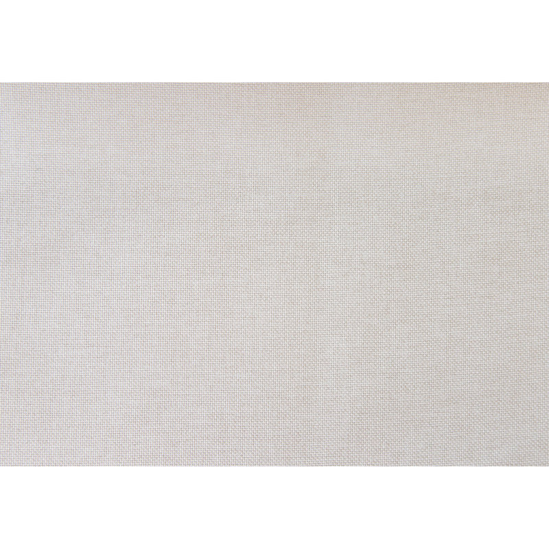 Lit double rembourré en lin beige avec pieds fixes de style bloc noir