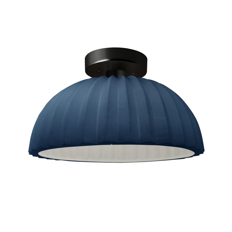 Radiance - dôme plissé semi-encastré - ciel de minuit avec intérieur blanc mat - noir mat - ampoule remplaçable, Noir mat