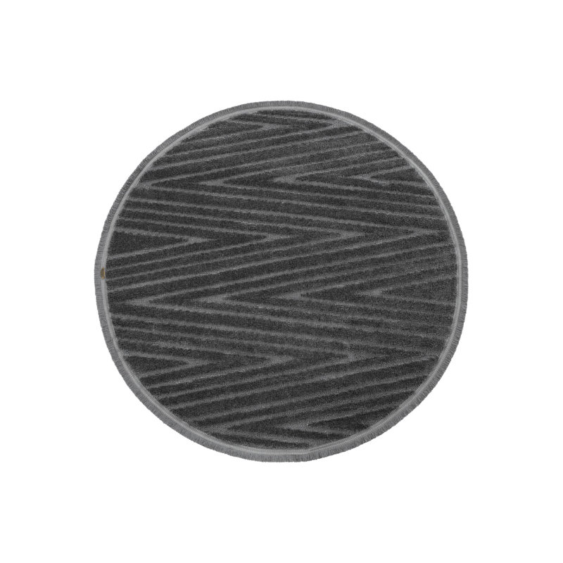 Reniyah Round Chevron and Geometric Indoor / Outdoor Area Rug, Round 3'3"