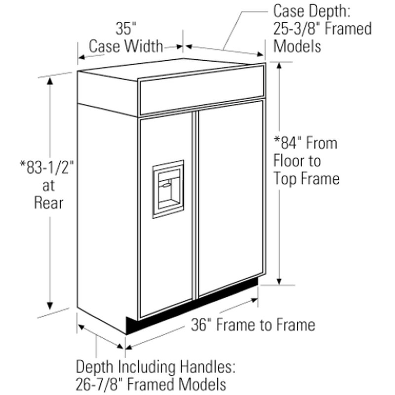 Monogram 36" Built-In Side-By-Side Refrigerator With Dispenser, Panel Ready, Statement, Flush Inset