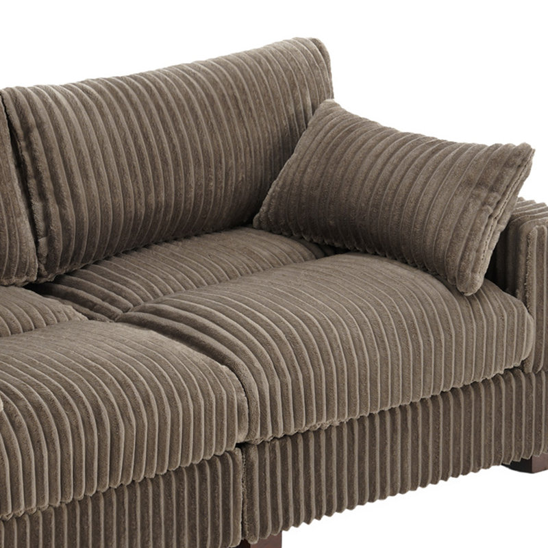 Canapé modulaire réversible en flanelle de fourrure de lapin 2 pièces, Marron clair