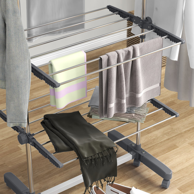 Foldable Standard Drying Rack, Silver/Black