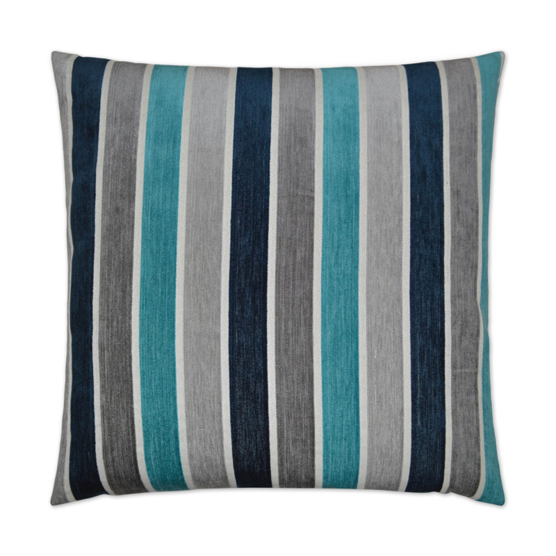 Delilah Striped Reversible Throw Pillow, Sky, Square 20"