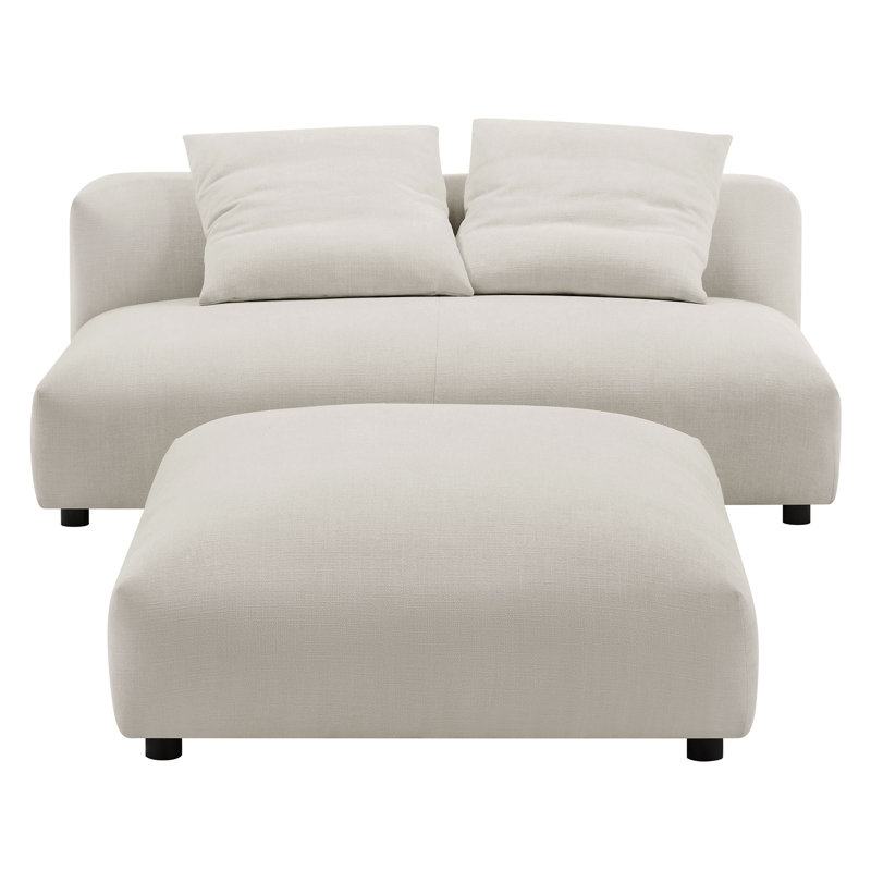 Ensemble de causeuse et repose-pieds modulaires en tissu avec accoudoirs Solace