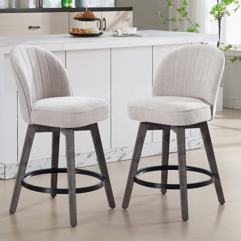 Swivel Counter Height Bar Stools, Beige