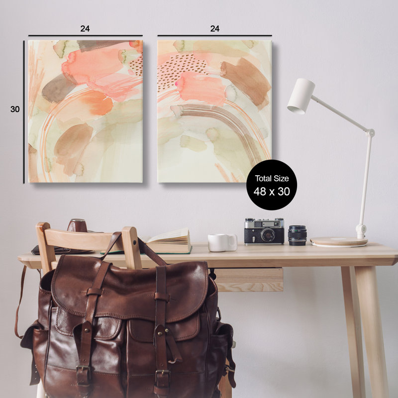 Ensemble de 2 reproductions d'art sur toile aquarelle abstraite rose par Grace Popp, H 30 po x l 24 po