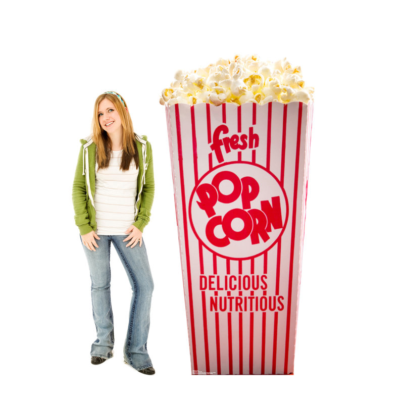 72'' Red and White Cardboard Popcorn Box Standup