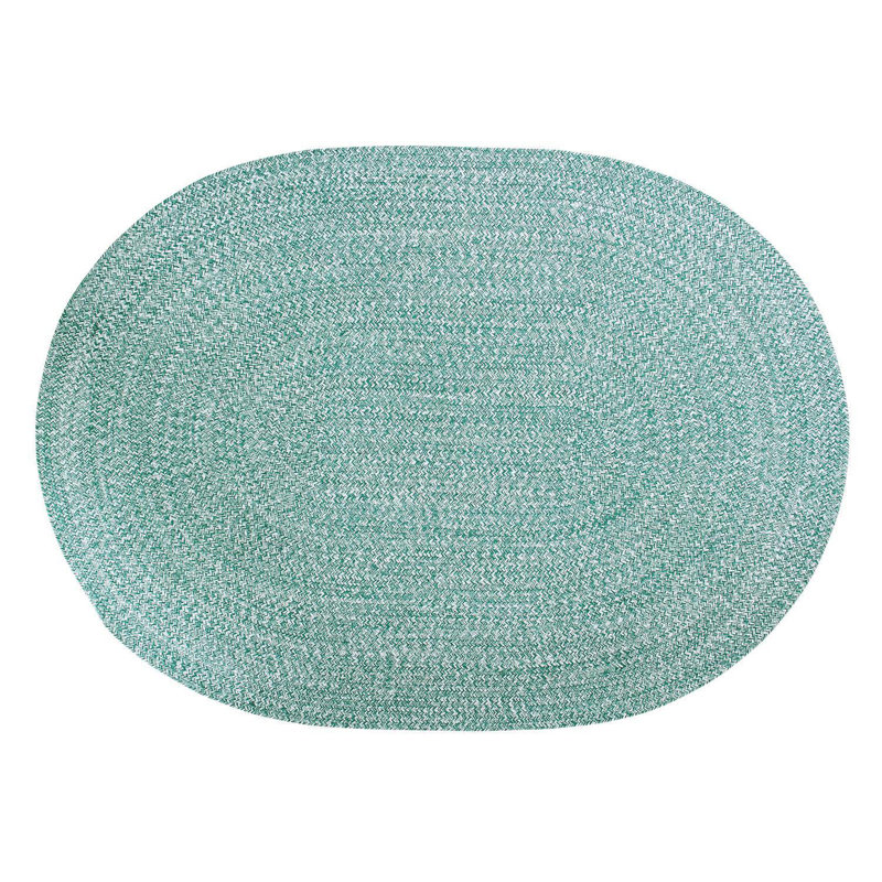 Tapis vert réversible tressé à la main, Ovale 5 pi x7 pi