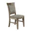 Chaise d'appoint de salle à manger (2 pièces), bois massif, finition gris patiné, assise et dossier rembourrés 2 pièces - structure en bois, patiné à la main, revêtement