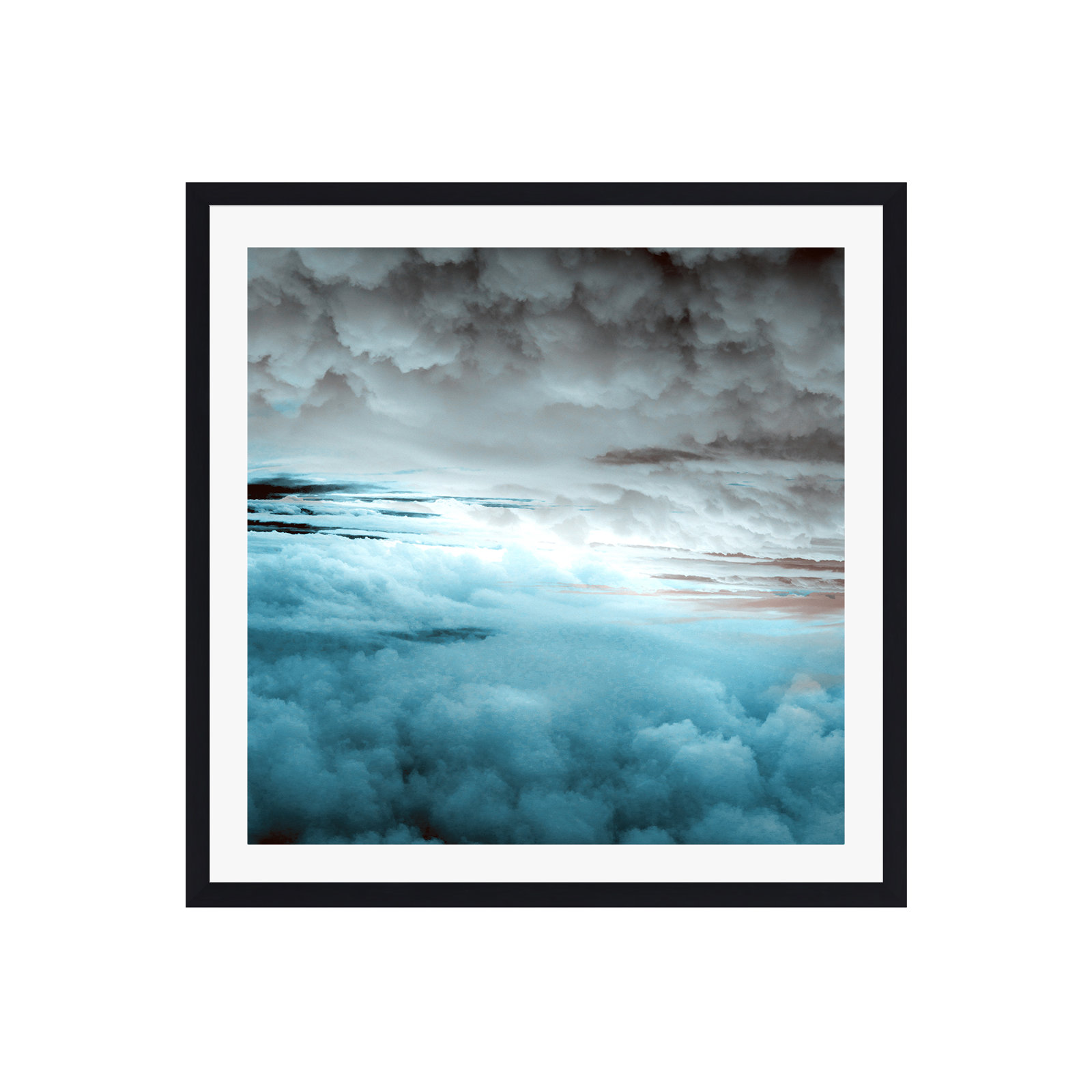 Glacier Painted Clouds by Caleb Troy, Black Single Picture Framed, Yes, 36" H x 36" W x 0.75" D