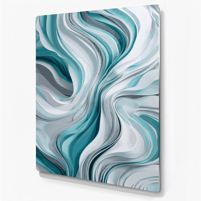 Abstraction numérique 39, art mural bleu en métal, H 14 po x l 11 po