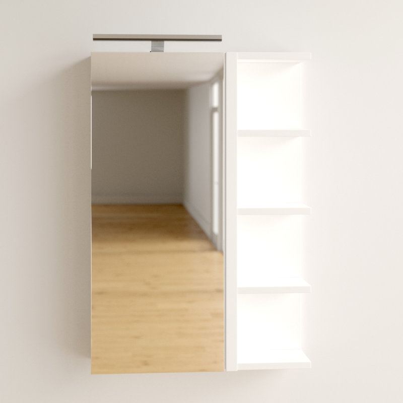 Matteo Surface Mirrored Bathroom Cabinets with Mirror and 7, White