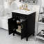 Meuble-lavabo moderne avec lavabo en céramique, tablette réglable et armoire à portes à fermeture douce-248981063