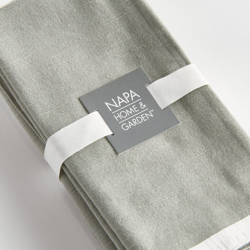 Saffron Dinner Napkins, Green/White