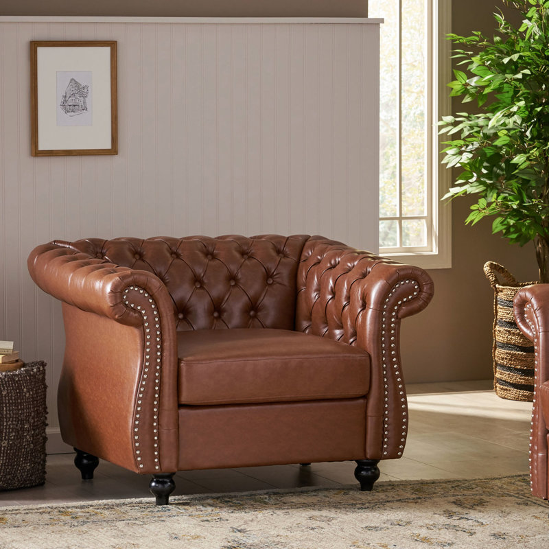 Chaise d’inspiration inspirée, revêtue de tissu d’unité centrale brun avec magnifique bouton capitonné de salon