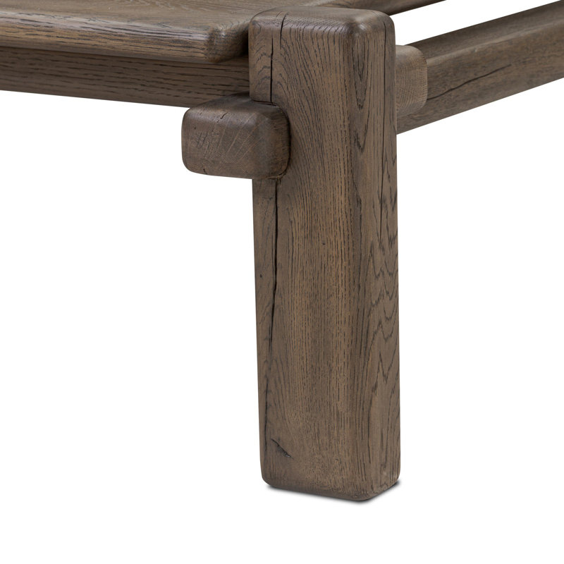 Marcia Solid Wood Coffee Table, 14" H x 54.25" L x 50" W, Grey Reclaimed French Oak