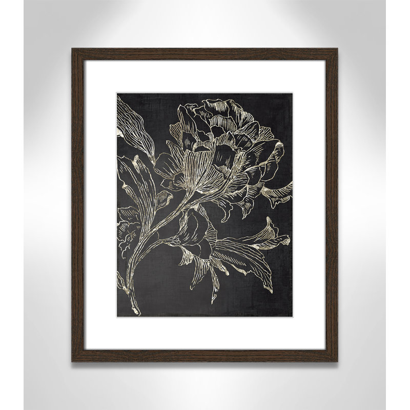 Clarendon Golden Flower Folklore I by Asia Jensen - Picture Frame Graphic Art Print, 19" H x 16" W, Walnut Framed