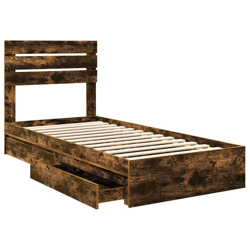 Bed, European Single (90 x 200 cm), Smoked Oak