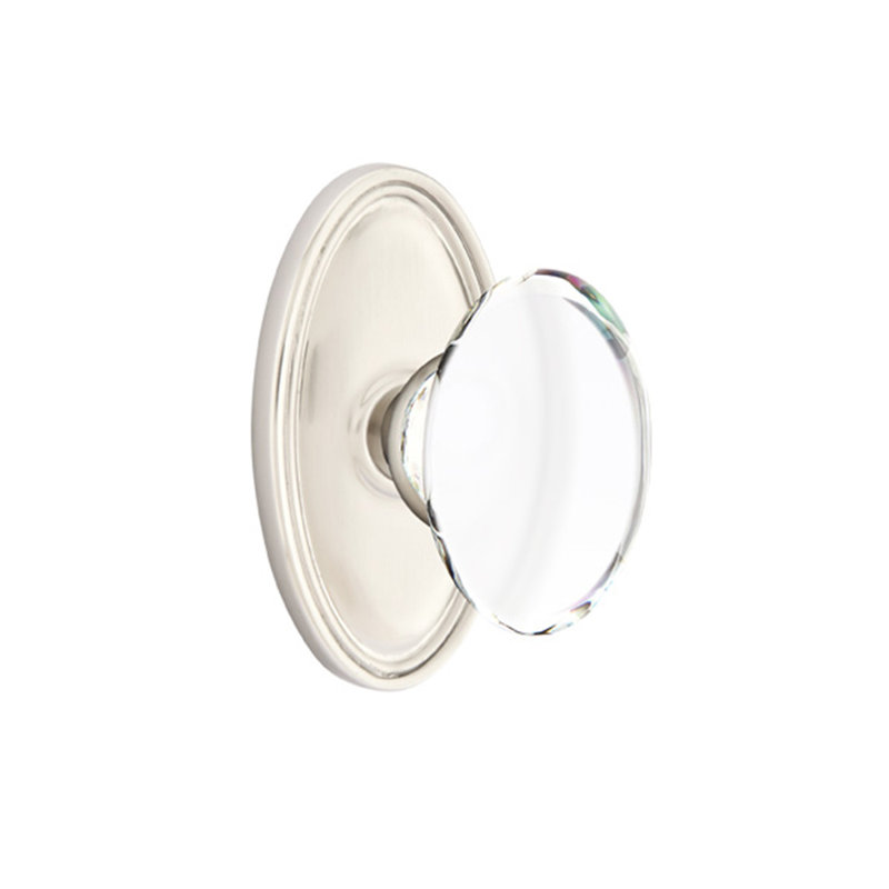 Passage Hampton Knob with Oval Rose, Satin Nickel