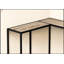 Table d'appoint d'angle étroite au design contemporain pour les entrées et les petits espaces, plateau en stratifié brun, base en métal noir-2140375216