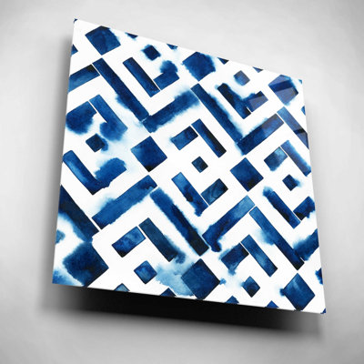 "Cobalt Watercolor Tiles II" par Grace Popp, verre mural en acrylique
