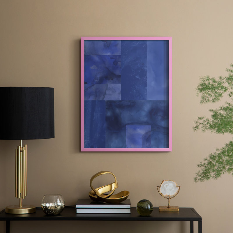«Blue Puzzle II», reproduction encadrée - bois massif, H 30 po x l 24 po, Rose