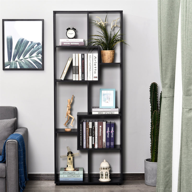 Ramani Geometric Bookcase, Black, 178cm H x 70cm W x 24cm D