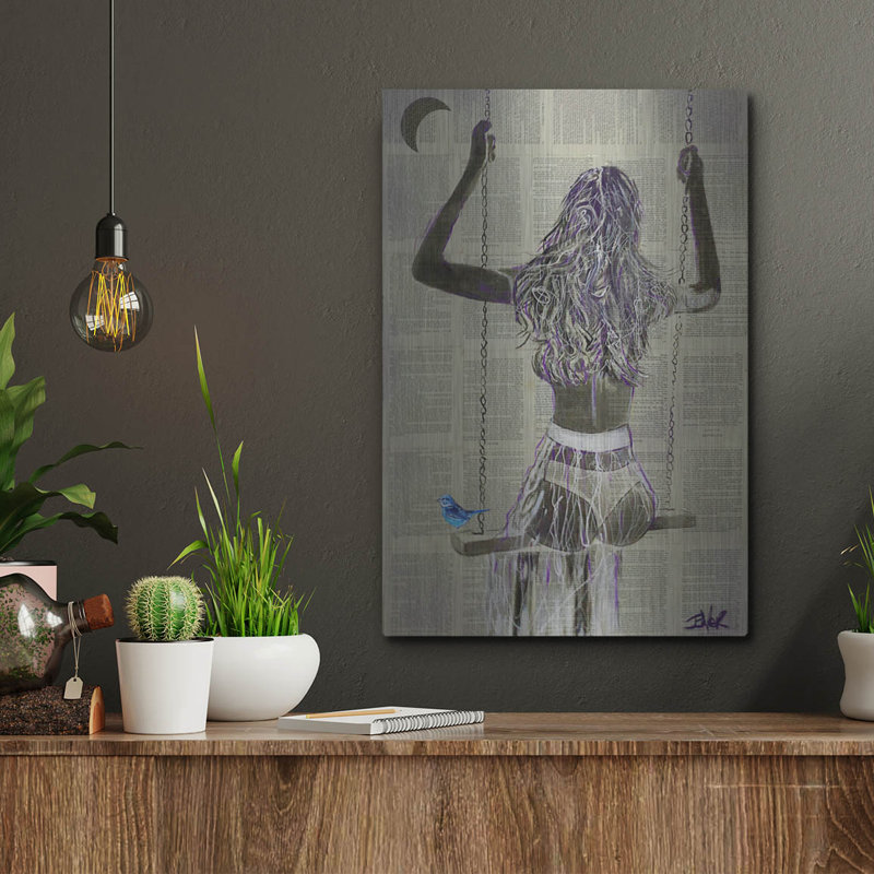 «The Swing» par Loui Jover, art mural en métal, H 16 po x l 12 po