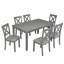 Ensemble de table et chaises de salle à manger en bois massif 7 pièces, table moderne de 58,5 pouces avec 6 chaises rembourrées (style X-Back) pour la cuisine, la salle à manger, gris