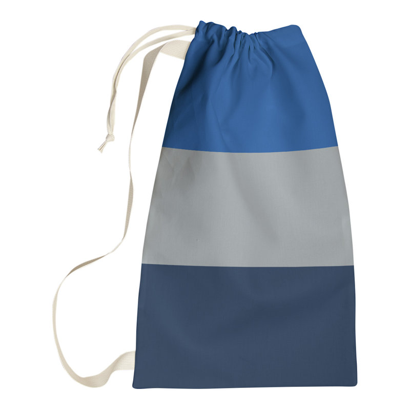 Fabric Laundry Bag with Handles, 36" H x 28" W x 1.5" D, Royal Blue/Gray/Navy Blue