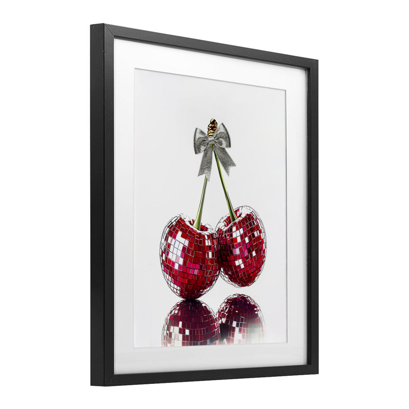 «Cherry Disco Balls», reproduction encadrée sous verre, design par Christine Simpson Art, H 16 po x l 13 po