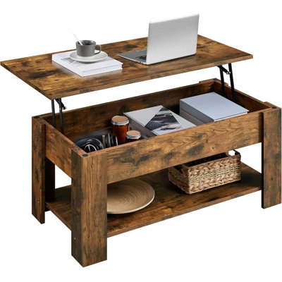 Lift Top Coffee Table w/Hidden Storage Compartment and Storage Shelf - Lift Tabletop for Living Room Reception Room -  Latitude Run®, 15BBD5AE8D1348FABC0E92C86087F4B3