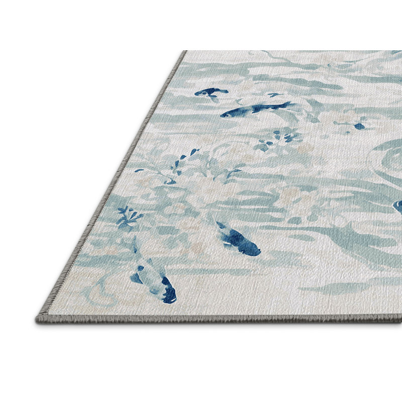 Machine Washable Gray Area Rug, Rectangle 7' x 9'