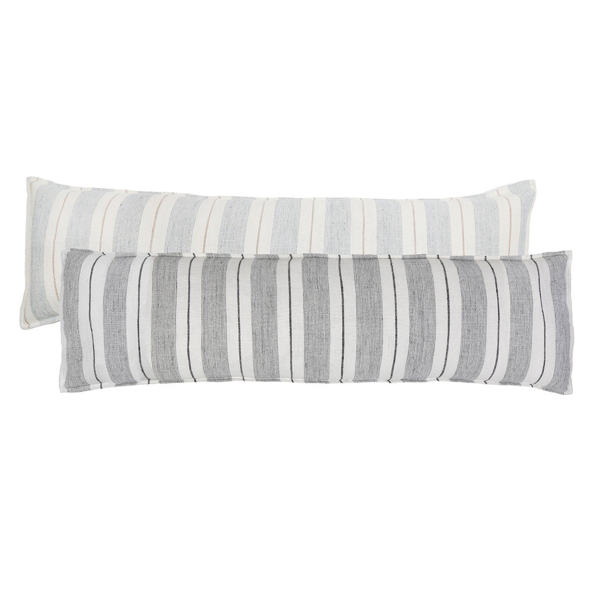 Laguna Striped Lumbar Throw Pillow, Gray/Charcoal