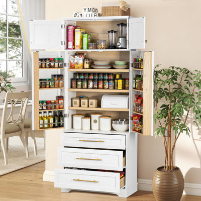 Grand garde-manger de style campagnard 78,2 po avec 8 tablettes de porte