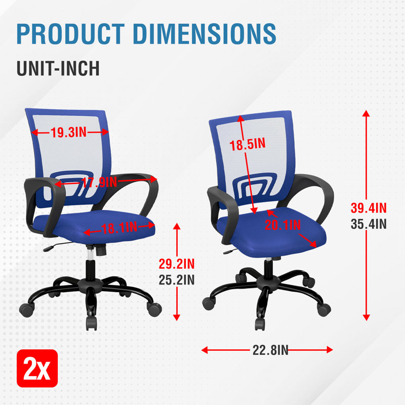 Chaise de bureau en filet, Bleu