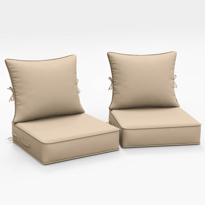 Braun Outdoor Cushions 22X22X4 Patio Chair Cushions Indoor/Outdoor Seat And Back Cushion, Cushions Only (Set Of 2)