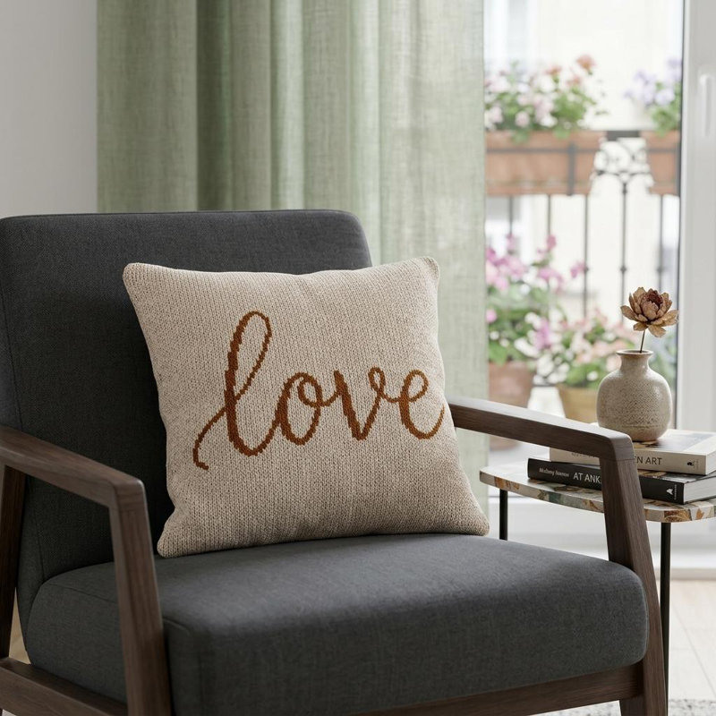 Parkland Collection Blessed Transitional Beige Throw Pillow