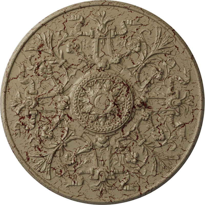 33 po x P 3/4 po P médaillon de plafond Versailles (convient aux auvents jusqu'à 3 1/4 po), Désert de Gobi craquelé