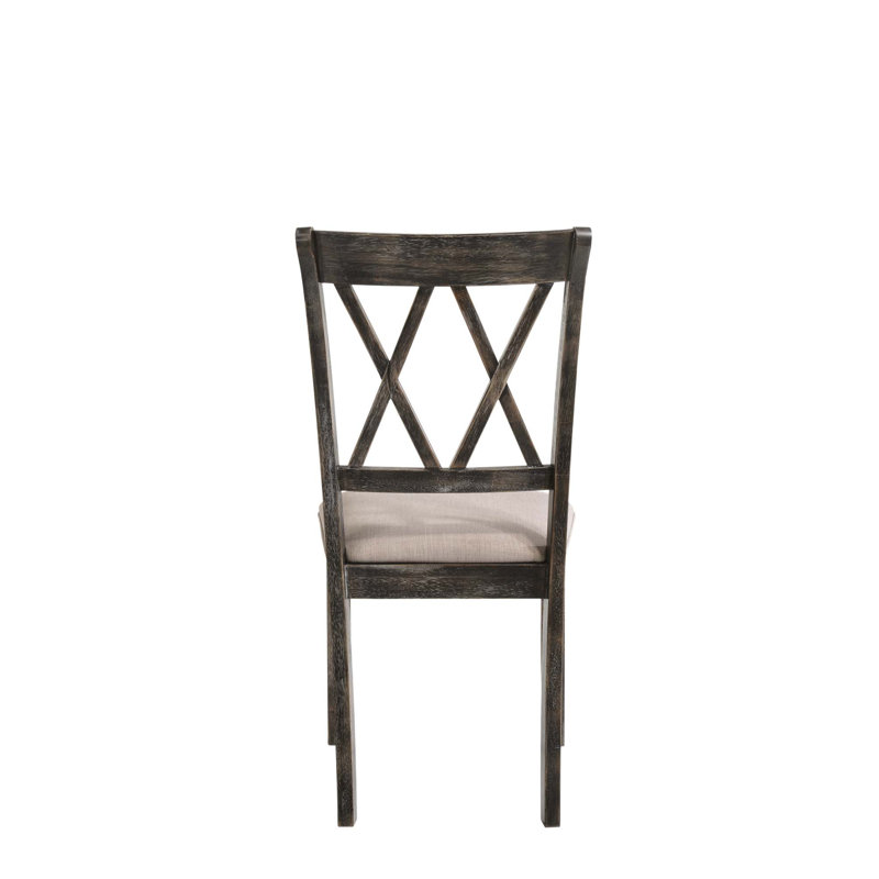 Fabric & Weathered Gray Finish Side Chair,Set Of 2
