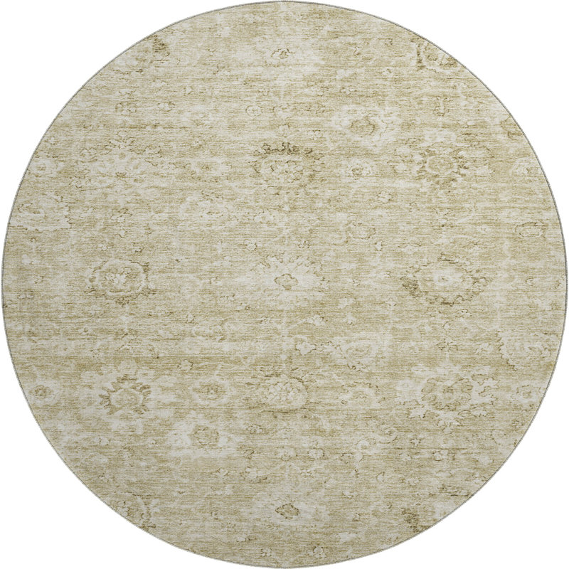 Premium Machine Washable Wayne AMF1089 Damask Rug, Round 8'