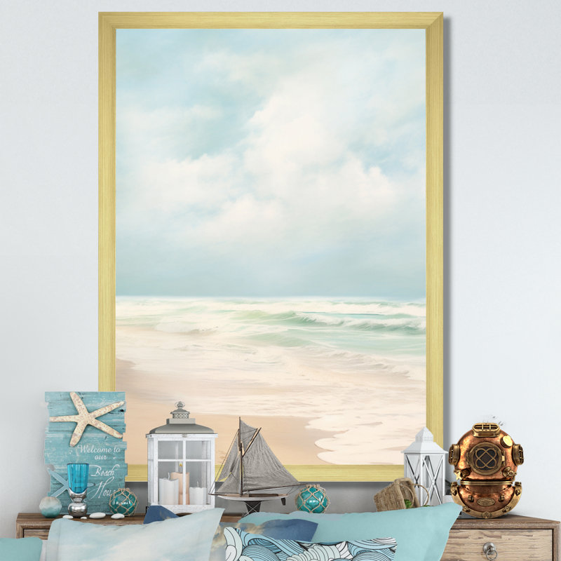Paysage de plage minimaliste VII, Encadrement doré, H 40 po x l 30 po x P 1,5 po
