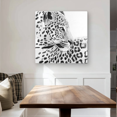 Beautiful leopard - White metal print for home decor