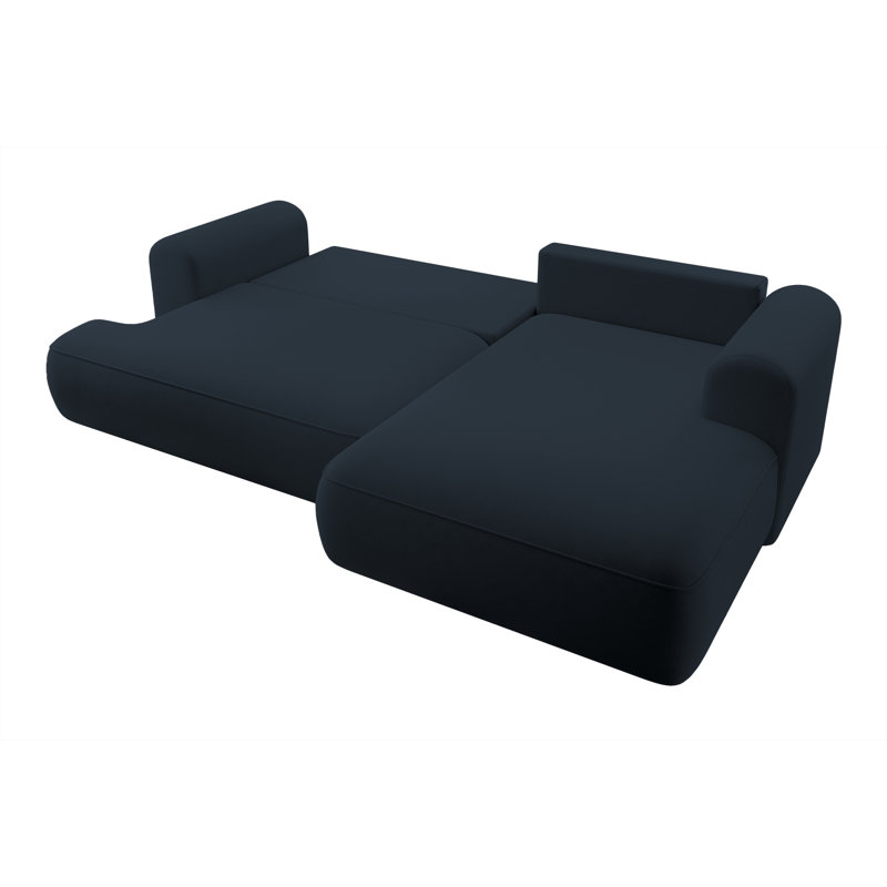 Alija 3 Seater Velvet Sofa & Chaise, Right Hand Facing, Dark Blue