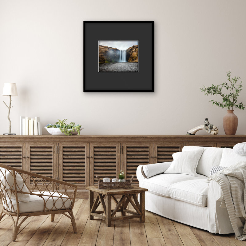 24x24 Picture Frame - Use as 11x14 Frame with Black Mat or 24x24 Frame Without Mat - Thin Photo Frame with Polished Plexiglass - Black